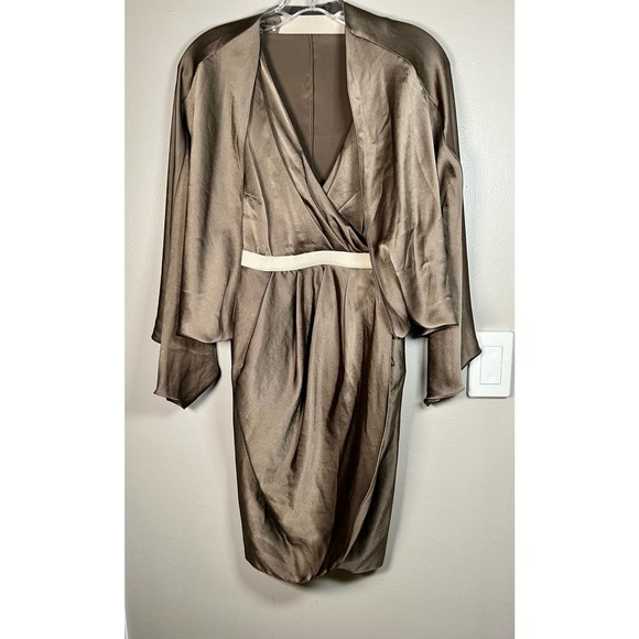 Alexander Wang Satin Charmeuse Batwing Halter Dress $1600 size 6 - Picture 4 of 12